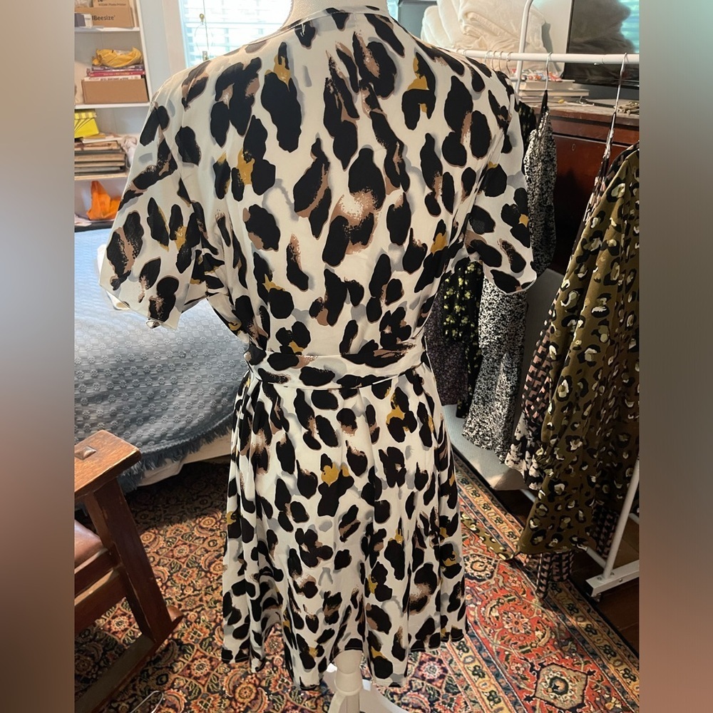 SHEIN Plus Allover Print Self Tie A-line Dress in Animal Print Leopard 0XL 12 - Picture 6 of 13